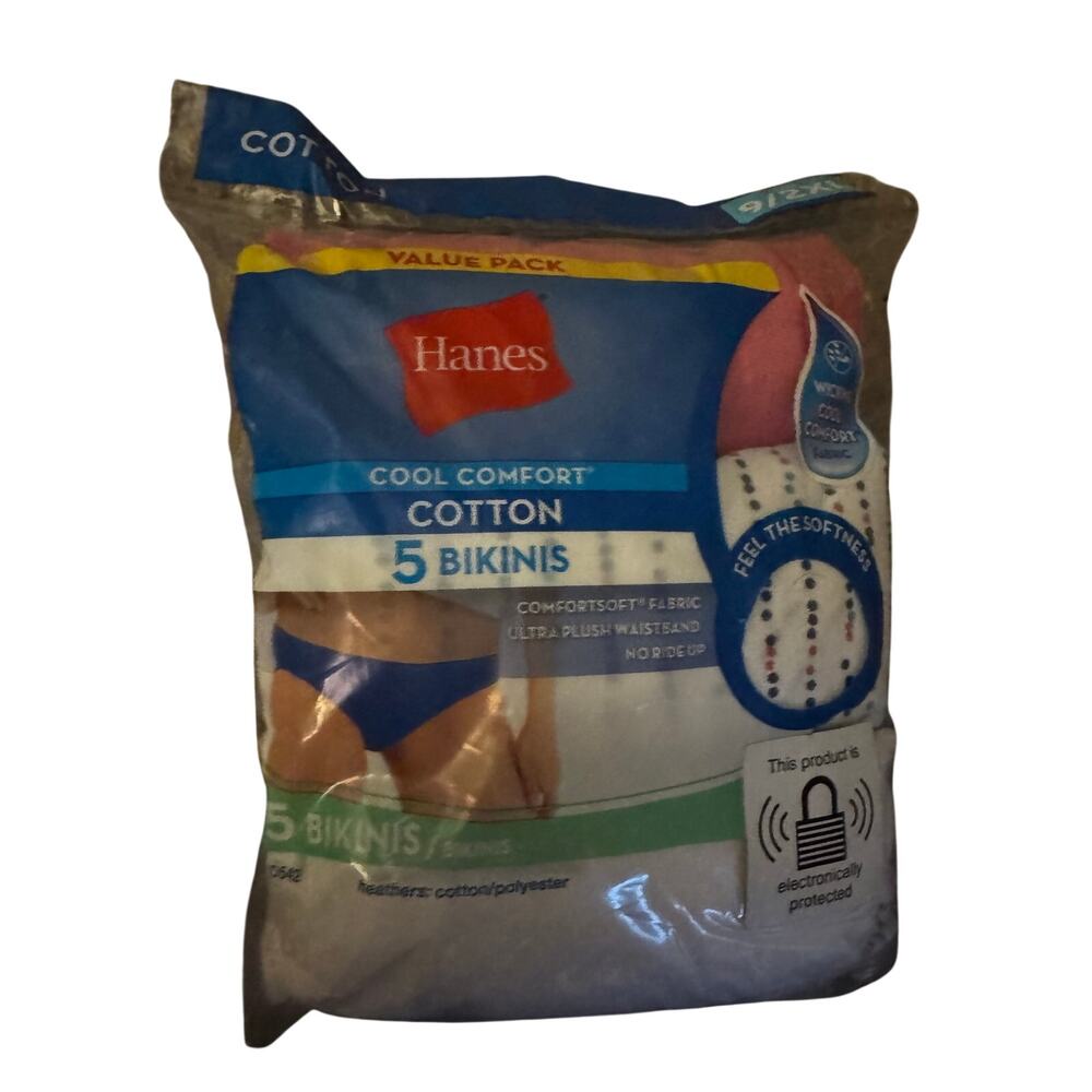 NIP Hanes Cool Comfort Cotton Bikinis 5 Pack 2XL /9
